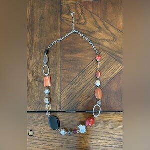 Elegant Multicolor Gemstone and Bead Charm Chunky Necklace 30”- 33” Adjustable